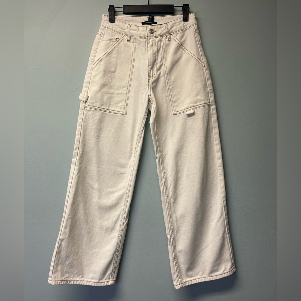 Forever 21 White Cargo Denim